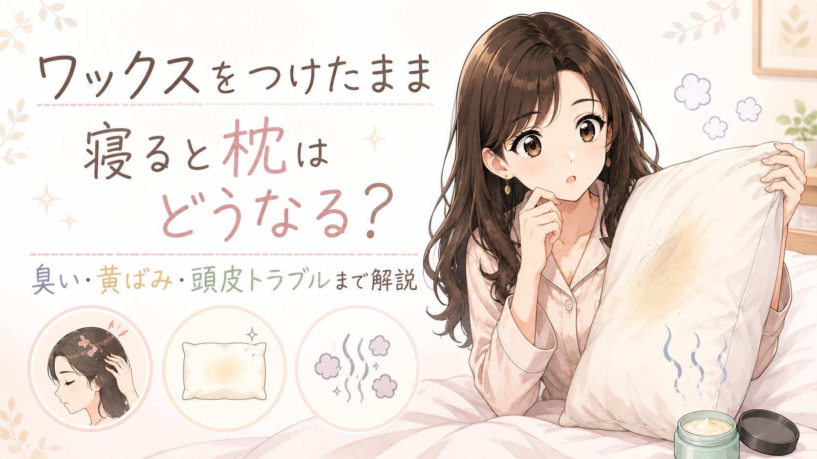ワックスをつけたまま寝ると枕はどうなる？臭い・黄ばみ・頭皮トラブルまで解説