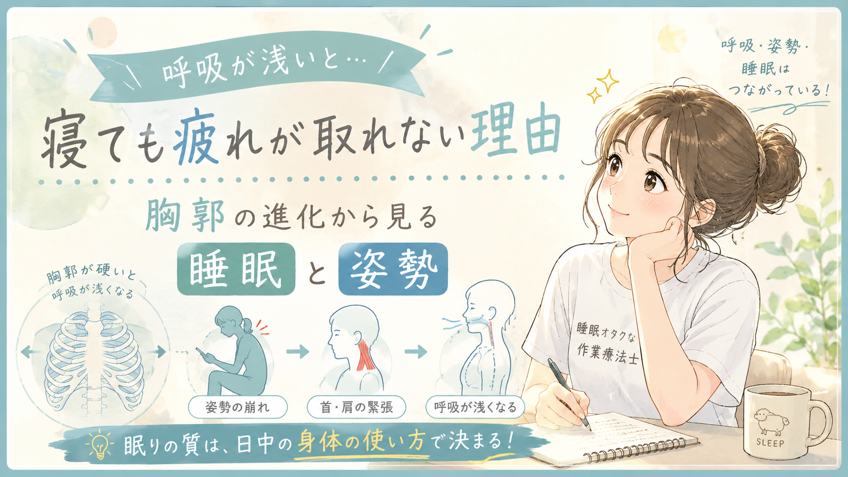 呼吸が浅いと寝ても疲れが取れない理由｜胸郭の進化から見る睡眠と姿勢