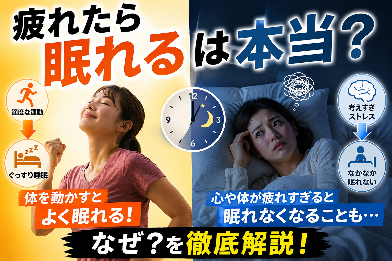 「疲れたら眠れる」は本当か?身体が疲れすぎると、むしろ眠れなくなる理由